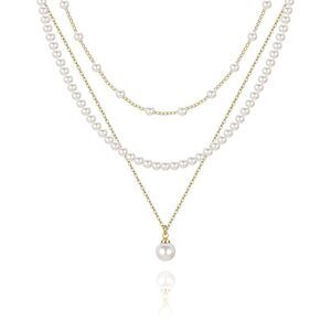 Pearl Necklace for Women, Dainty Layered Pearl Choker Wedding Trendy